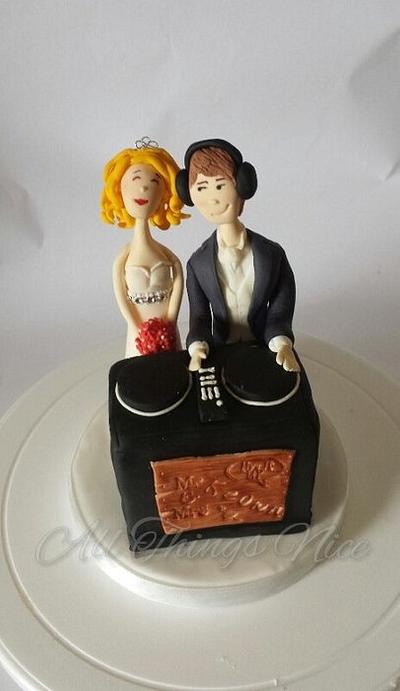 Dj groom and his beautiful bride  - Cake by All things nice 