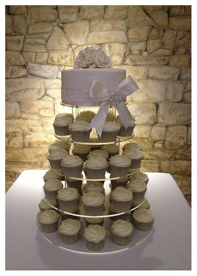 Ivory rose swirl cupcake tower - Cake by Kate Selwood