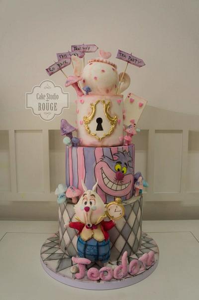Alice in wonderland cake - white rabbit cake topper <3 - Cake by Ceca79