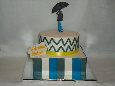 Blue and Gray Baby Shower - Cake by Kim Leatherwood