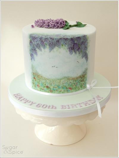 Painted Wild Lilacs and Bluebells - Cake by Sugargourmande Lou