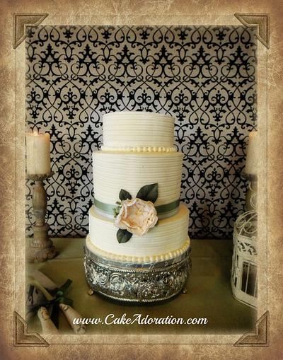 Vintage Buttercream With Hand Made Peony  - Cake by Sally Whittaker