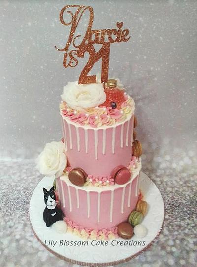 Rose Gold 21st Birthday Cake - Cake by Lily Blossom Cake Creations