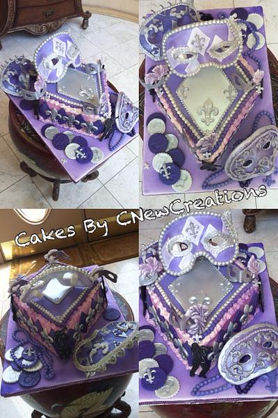 Mardi Gras inspired Bridal Shower Cake  - Cake by Cakes by CNewCreations