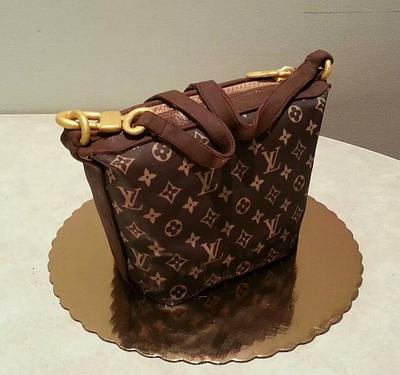 Louis Vuitton Handbag Cake with Miniture LV handbags - CakesDecor