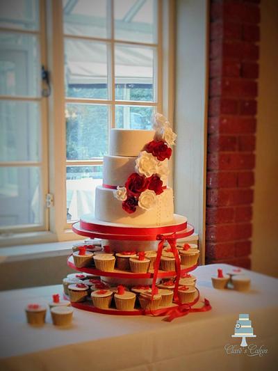 collette and Jasons winter wedding - Cake by Clare's Cakes - Leicester