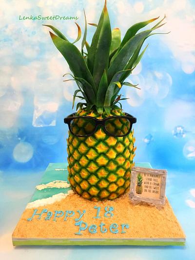 Pineapple birthday cake 🍍. - Cake by LenkaSweetDreams
