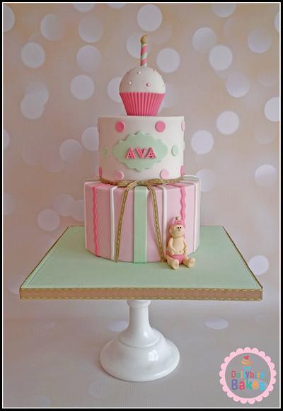 Cupcake & Stripe First Birthday - Cake by Dollybird Bakes