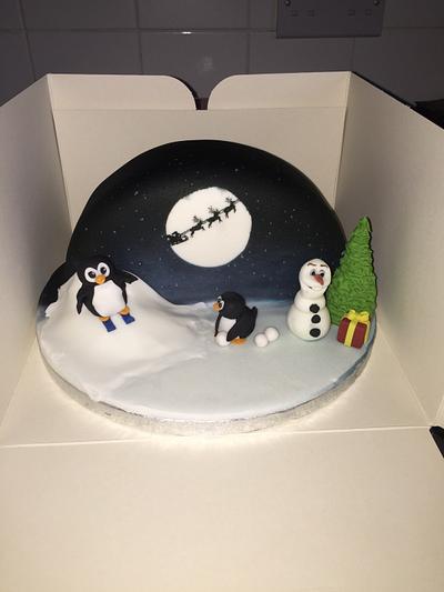 Cute penguin Xmas cake - Cake by Maria-Louise Cakes