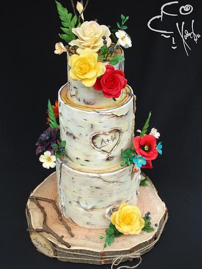 Birch bark wedding cake - Cake by Diana