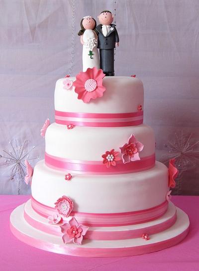 Pink fantasy flowers wedding cake - Cake by Dawn
