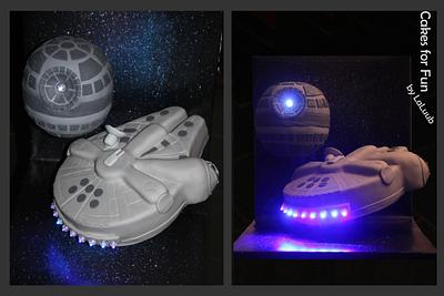 Star Wars (Millenium Falcon and Death Star) - Cake by Cakes for Fun_by LaLuub