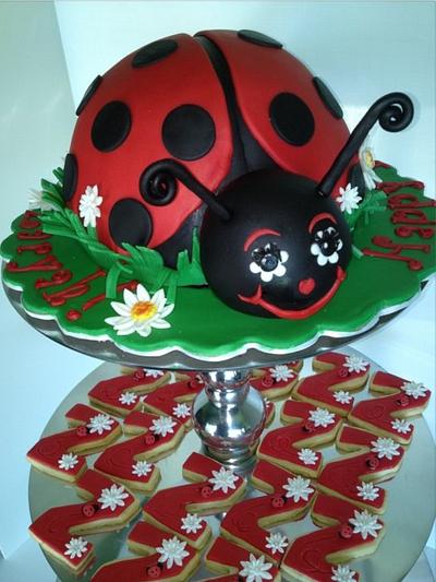 Lady bug cake and "Z" cookies for Zaryah's 1st birthday - Cake by The Vagabond Baker