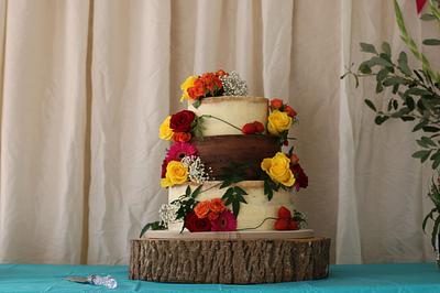 Colourful rustic wedding cake - Cake by Popsue