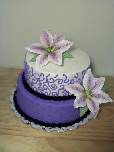 Bridal shower, lillies, purple - Cake by Kimberly