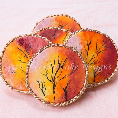  Edible Hand Paint Autumn Sunset Cookies - Cake by Bobbie