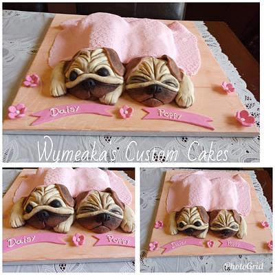 Twin Pug Puppy Cake - Cake by Wymeaka's Custom Cakes