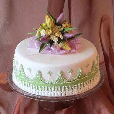 Royal icing with gentle tulips - Cake by Eva Kralova