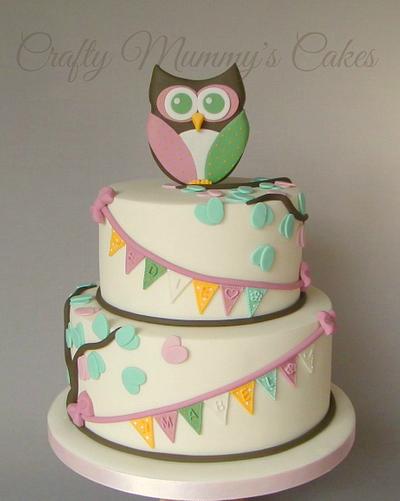 Owl Christening Cake - Cake by CraftyMummysCakes (Tracy-Anne)