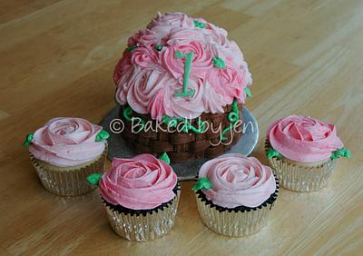 Basket of Roses Birthday Cake - Cake by Jen