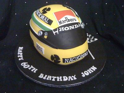 Aryton Senna helmet.  - Cake by Amber Catering and Cakes