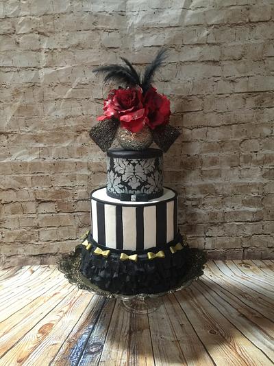 Ruffles ,stripes and stencil Budior cake - Cake by Inspired Sweetness