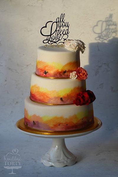 hand painted wedding cake  - Cake by Lucya 