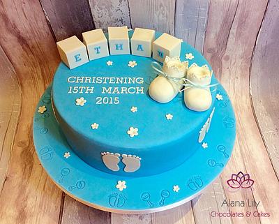 Simple bootie Christening Cake - Cake by Alana Lily Chocolates & Cakes