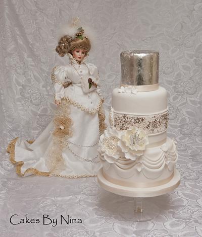 Silver Leaf Glamour Wedding - Cake by Cakes by Nina Camberley