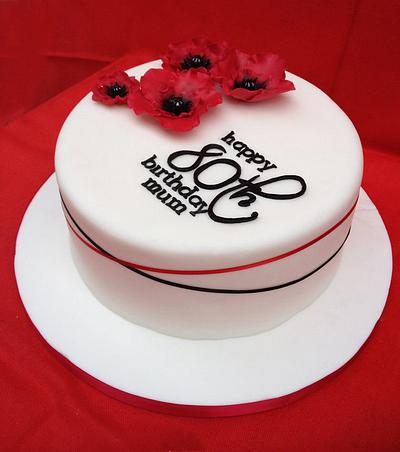 80th Birthday Red Poppy themed cake - Cake by Tammy Barrett