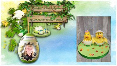 Fondant Cake Topper Sweet Easter Collaboration - Chickies  - Cake by Kaatje Fondant