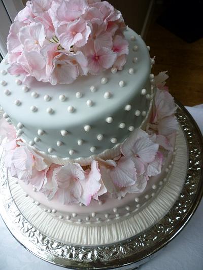 Pink and Grey Wedding Cake - Cake by Gayle Jones