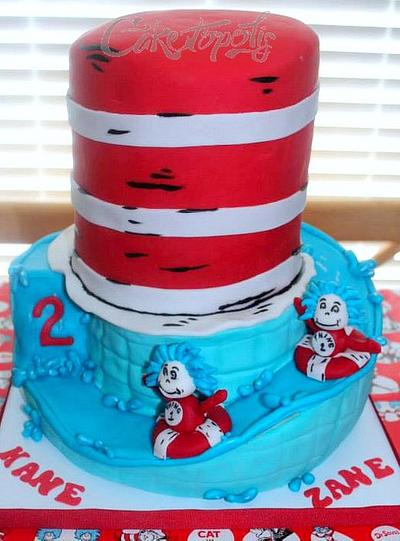 Dr Seuss Thing 1 and Thing 2 Waterslide Cake - Cake by Caketopolis