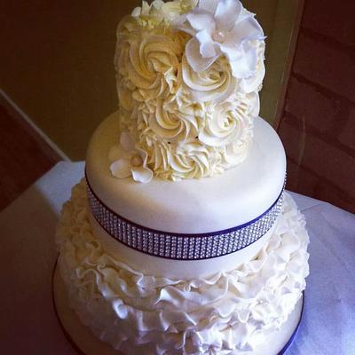3 tier ruffles and buttercream wedding cake - Cake by holliessweetcakes1