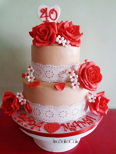 40th Wedding Anniversary Cake - Cake by Tina Salvo Cakes