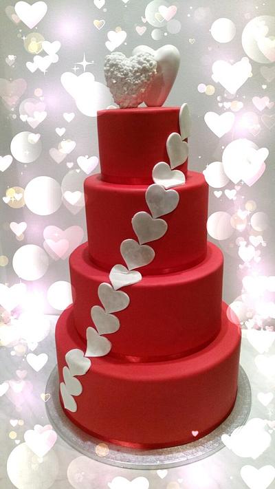 Wedding cake with hearts - Cake by Caracarla