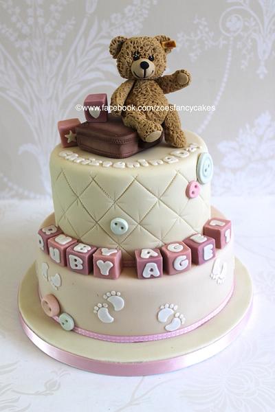 Steiff teddy christening cake - Cake by Zoe's Fancy Cakes