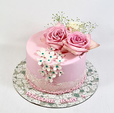 Pink baby shower cake  - Cake by soods