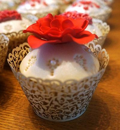 Coral & Ivory Wedding Cupcakes - Cake by Gills Cupcake Corner