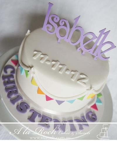 Rainbow bunting christening cake - Cake by alaroch