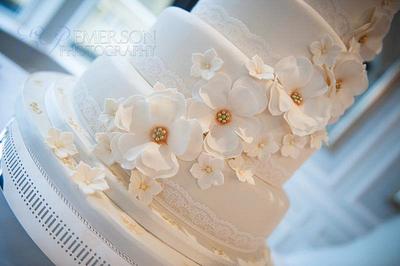 Flower Cascade Wedding Cake - Cake by Lizannescakes