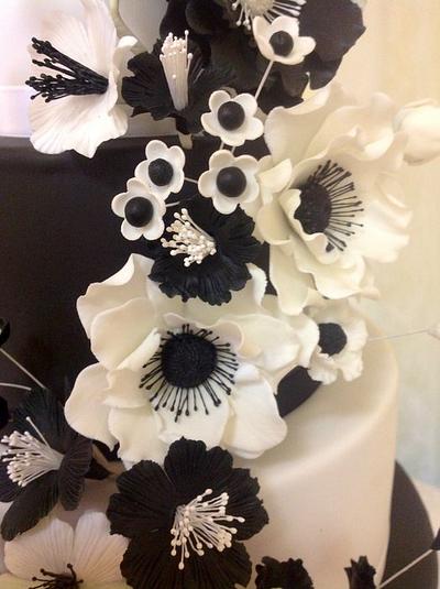 Anemones for a Black and White Wedding - Cake by Carla Jo