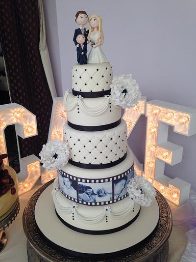 Ivory and black film strip wedding cake  - Cake by Melanie Jane Wright