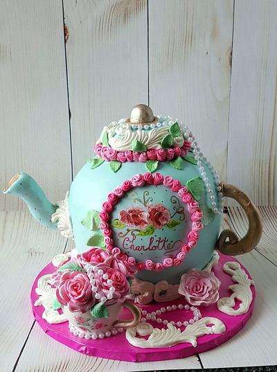 Vintage teapot and tea cup - Cake by Piece O'Cake 