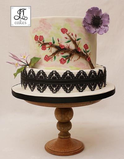 Blossom painted cake - Cake by JT Cakes