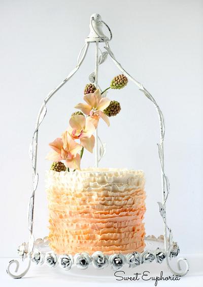 Peach and Bloom Ruffle Cake - Cake by Sweet Euphoria NY