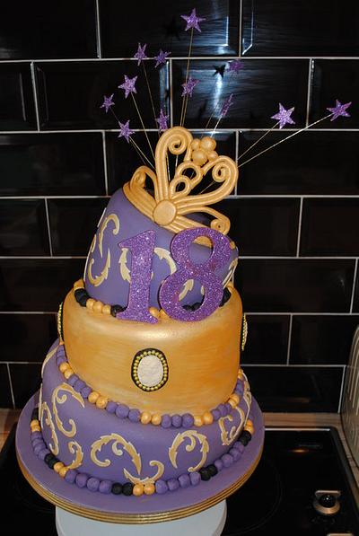 3 Tier Wonky 18th Cake with a Princess Tiara & Cameo's - Cake by thecakeladynewquay