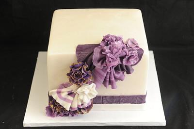Purple Ruffles and Straight  Sparp Edges  Fondant Finish Butter Cream Under Coat - Cake by Sugarpixy