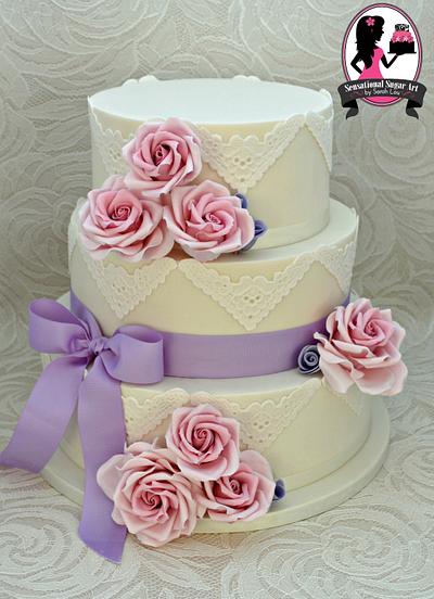 Vintage Rose Wedding Cake - Cake by Sensational Sugar Art by Sarah Lou