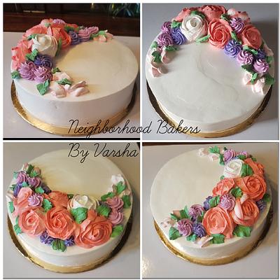 Chocolate cake with flowers - Cake by Varsha Bhargava